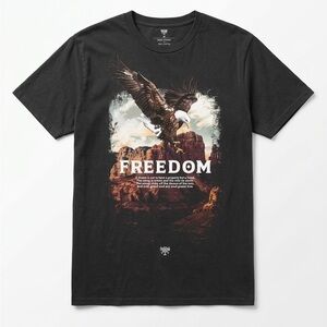 Fashion Nova Black Freedom Eagle Graphic Tee-M